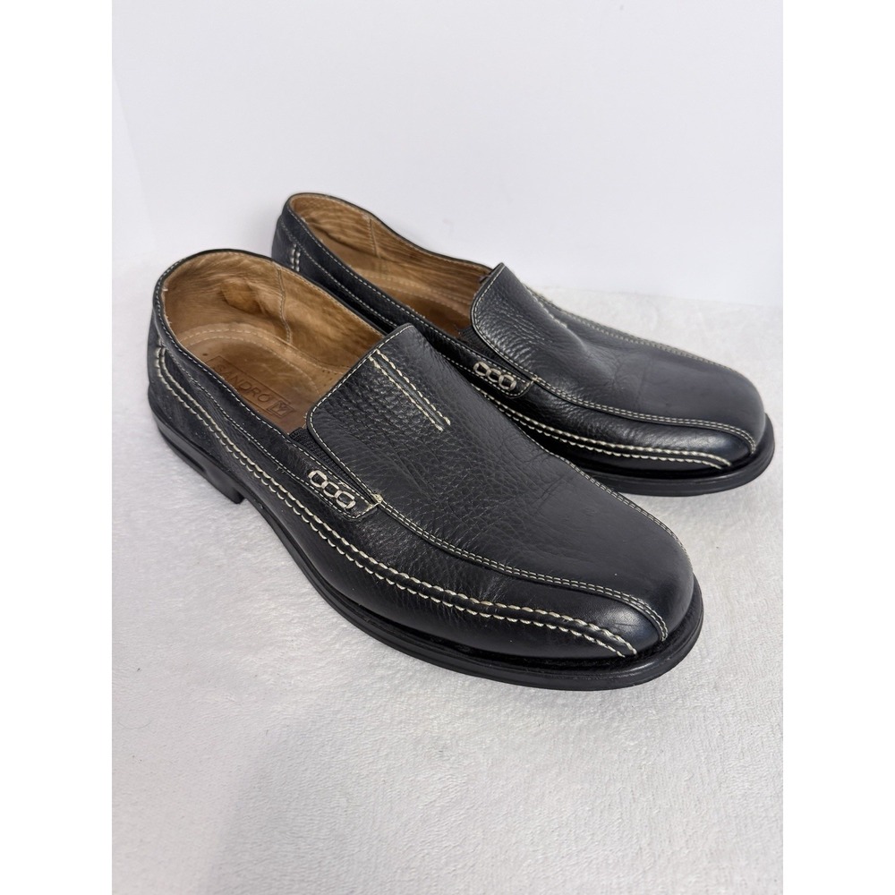 Sandro Moscoloni Black Leather Slip On Loafers Men's Size 12D Brazil